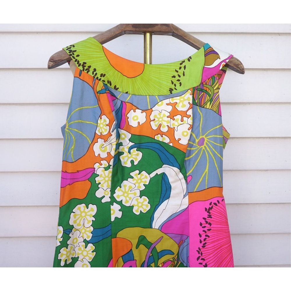 Vintage 60s Alice Polynesian Mod Cocktail Party Dress - Picture 3 of 7